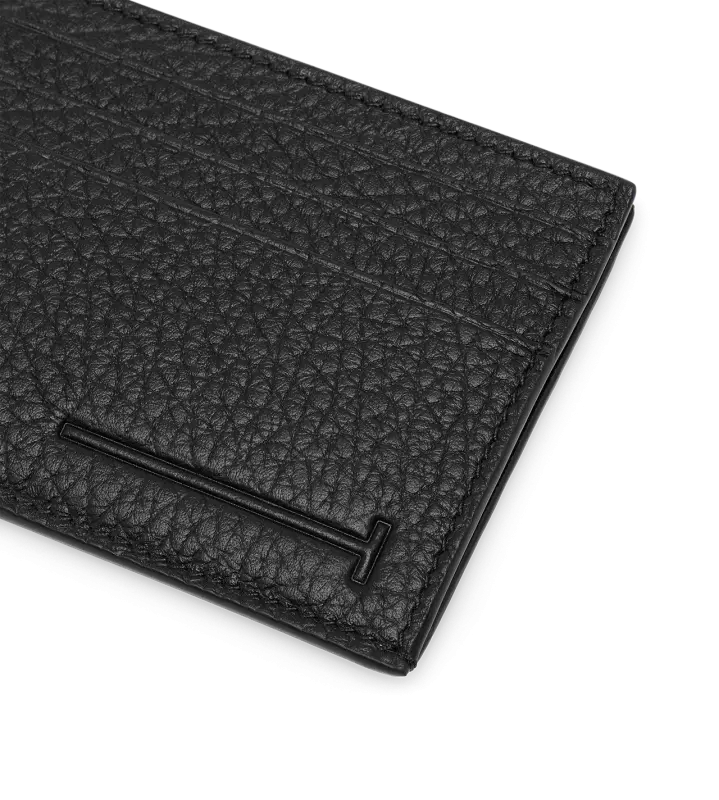 PRINTED DEER LEATHER ELONGATED T LINE CARD HOLDER WITH CENTRAL POCKET BLACK online
